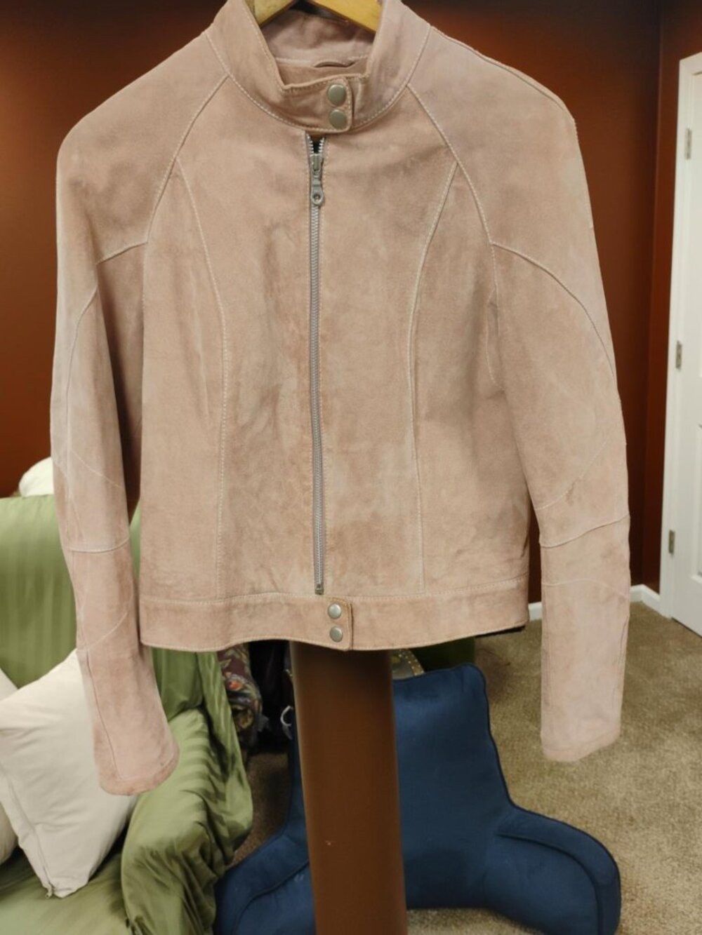Wilsons Leather Maxima Pink Genuine Leather Moto Jacket Size M